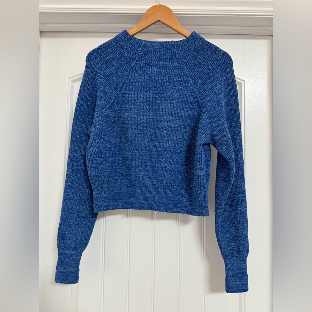 Free People Blue Too Good Chunky Knit Mock Neck XS
